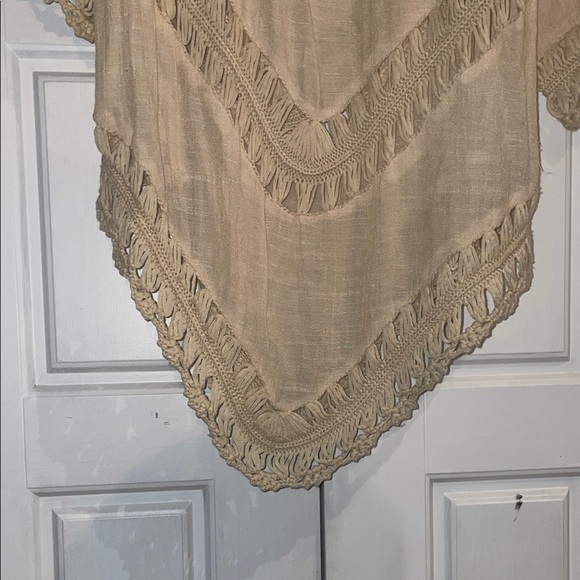 Beige Crochet Poncho Top - Picture 3 of 4